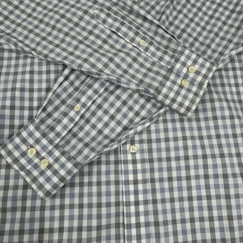 Jos. A. Bank Gray Men Plaid Button Down Shirt Size Large